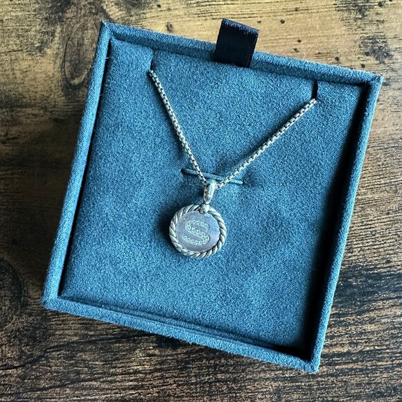 David Yurman Initial "S" Charm Pendant Necklace w/ White Diamonds - 18" - Picture 1 of 15